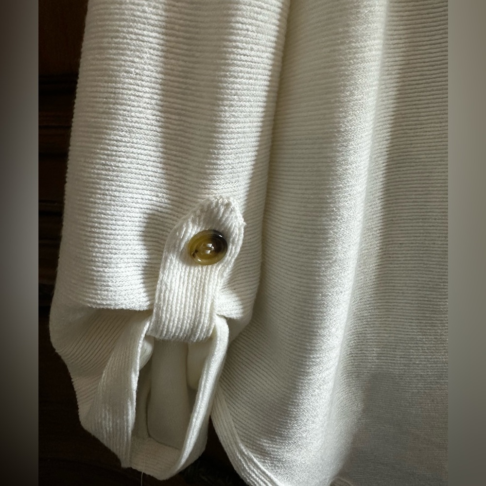 NEW Ribbed Cupio Cream Hoodie with Kangaroo Pocket High Low Rayon Blend Large - Picture 7 of 11